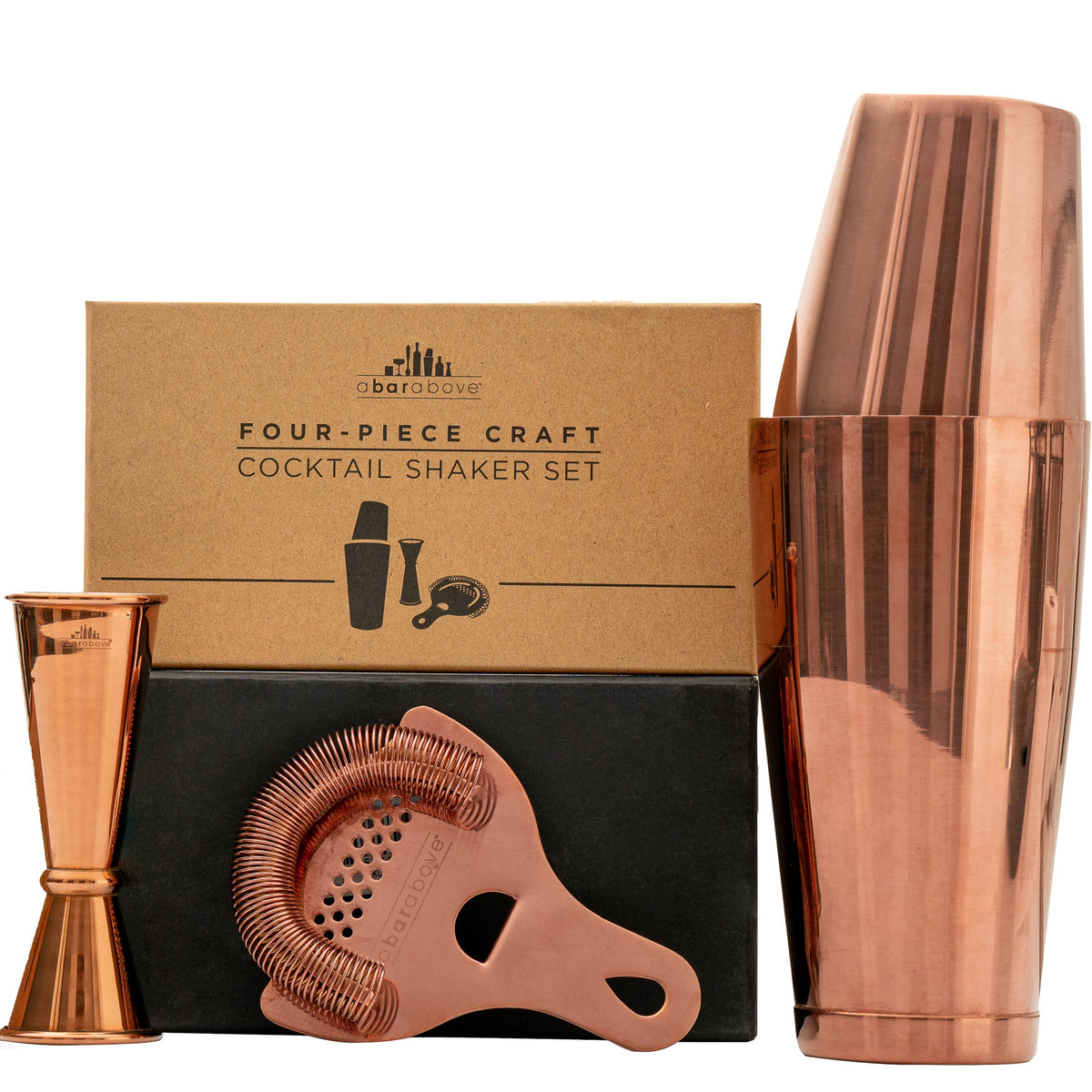 4-Piece Cocktail Bar Set, Antique Copper