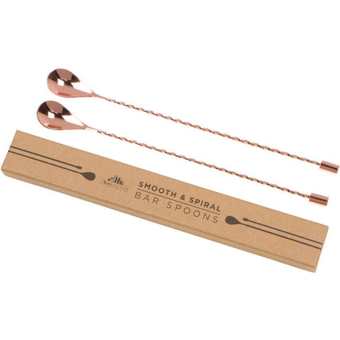 Bar Spoon Set of 2 – Spiral Handle, Antique Copper
